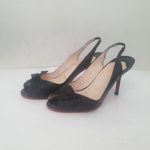 authentic christian louboutin black leather 36